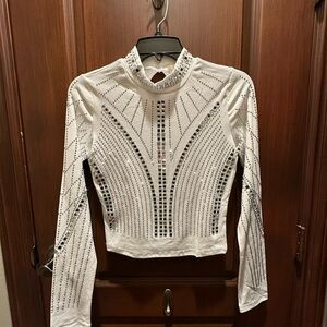 Elegant White Blouse with Rhinestones